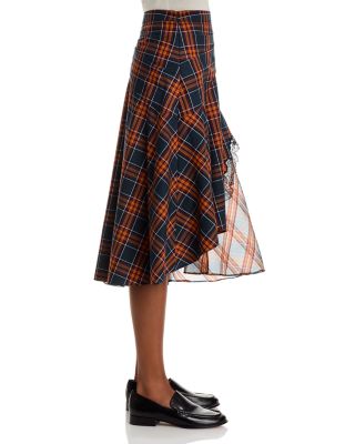 Draped Organza Combo Midi Skirt