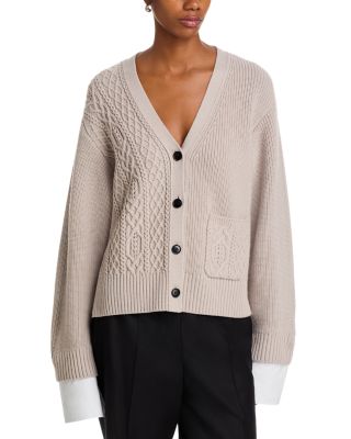 Cable Knit V Neck Boyfriend Cardigan