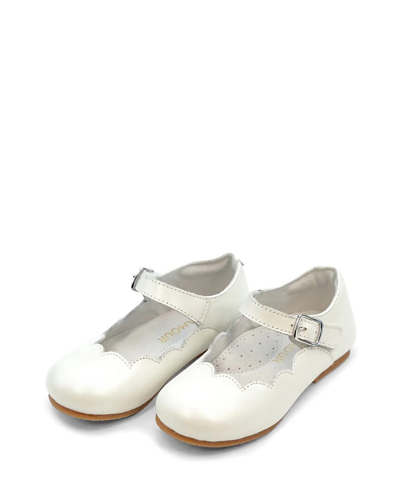 L'amour Shoes Girl's Sonia Scalloped Flats, Baby/toddlers
