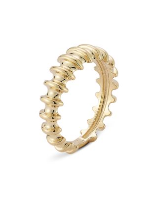 14K Yellow Gold Ribbed Band Ring