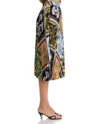 Pull On Pleated Printed Skirt