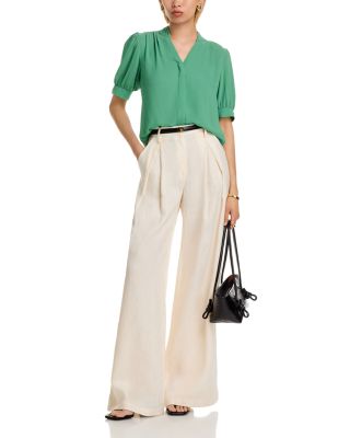 Short Sleeve Split Neck Blouse