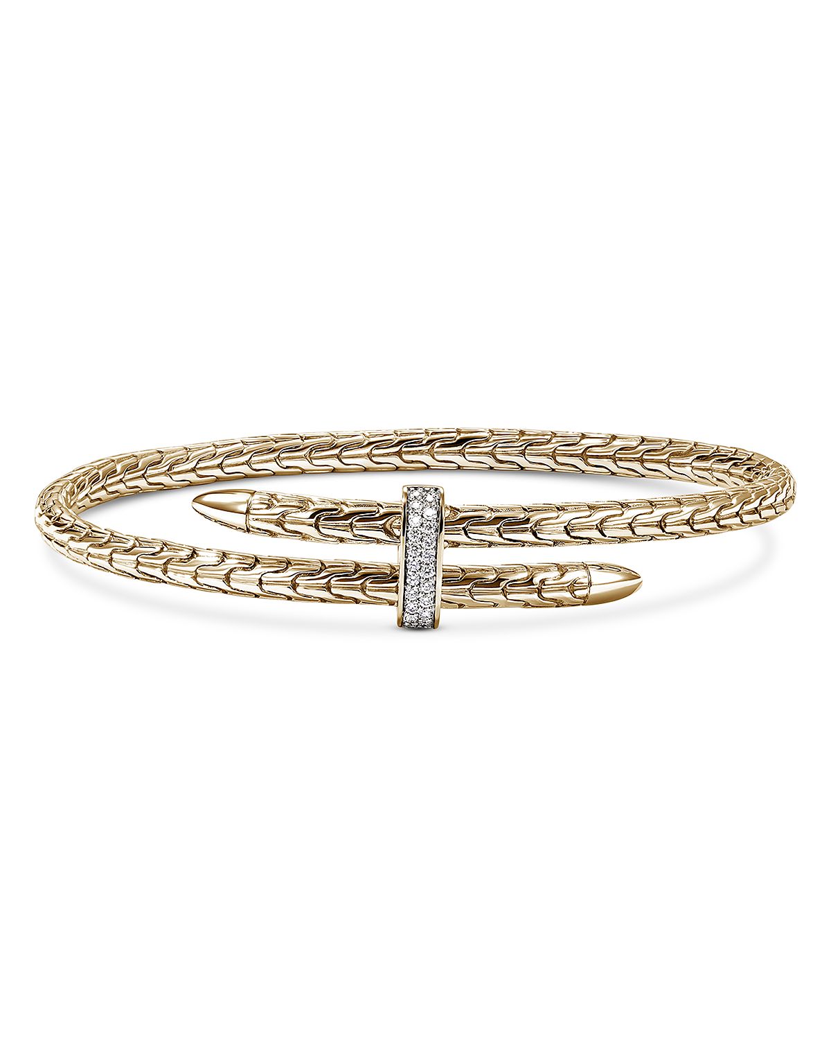 John Hardy 14K Yellow Gold Diamond Spear Flex Cuff Bracelet