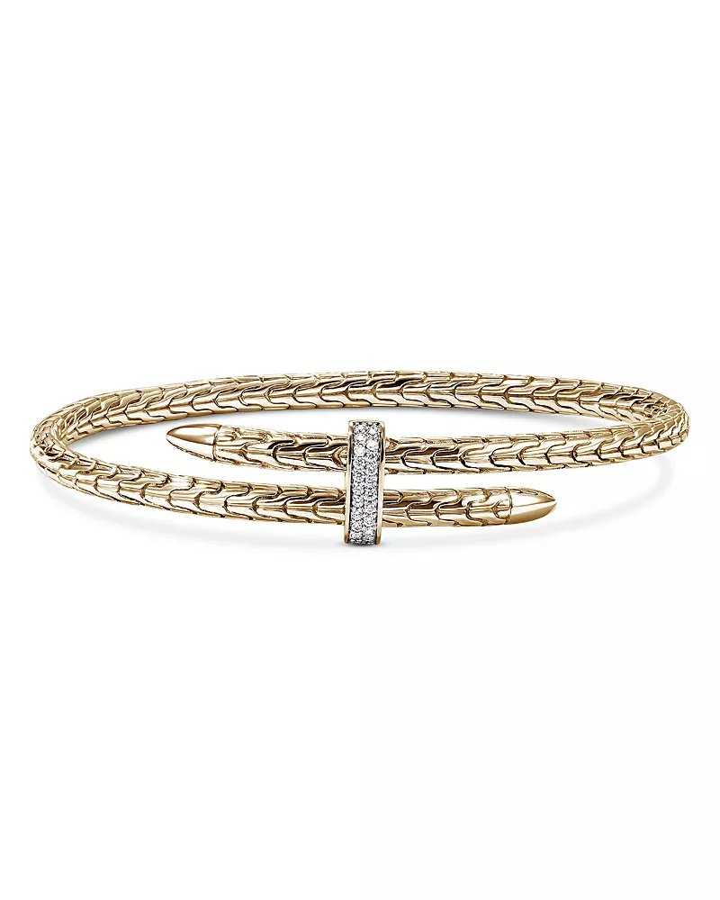 John Hardy 14K Yellow Gold Diamond Spear Flex Cuff Bracelet