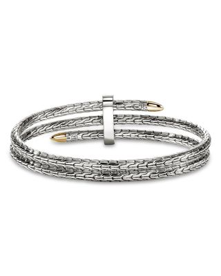 Sterling Silver & 14K Yellow Gold Diamond Spear Triple Flex Cuff Bracelet