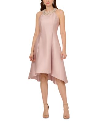 Pearl Halter Collar Mikado Dress