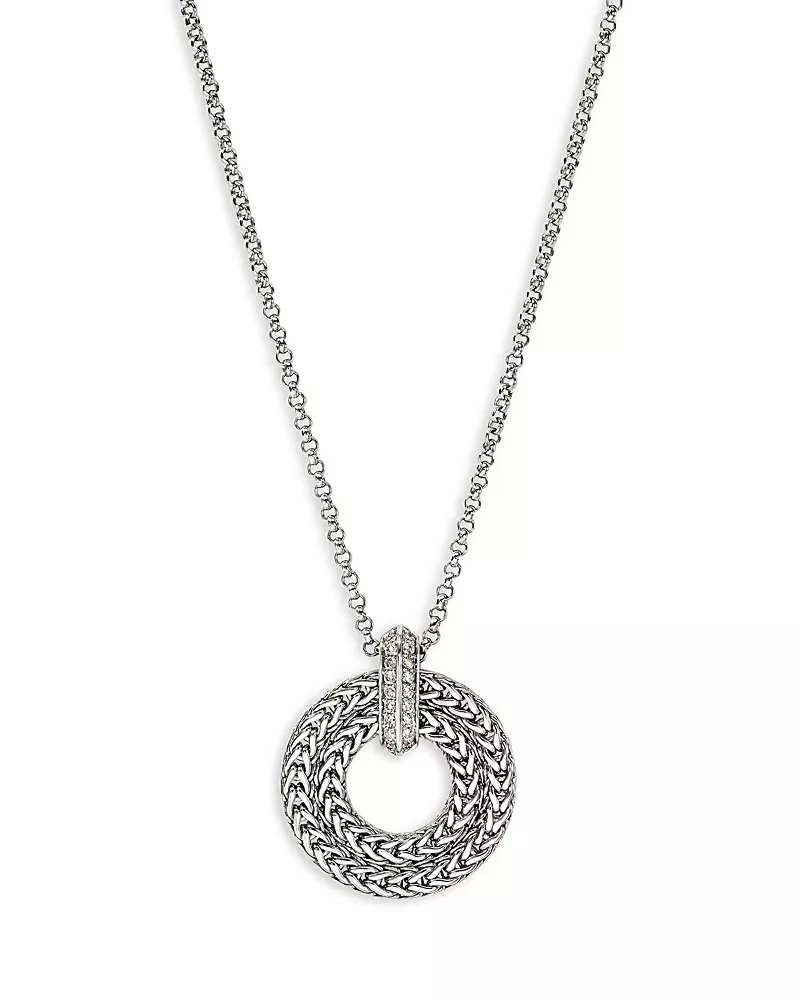 John Hardy Sterling Silver Diamond Icon Link Pendant Necklace, 16