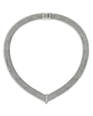 Sterling Silver Diamond Icon Link Necklace, 18"