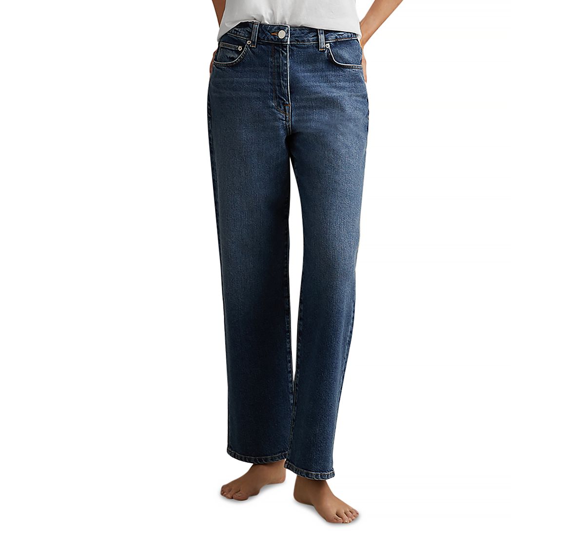 Reiss Petites Selin Mid Rise Straight Jeans