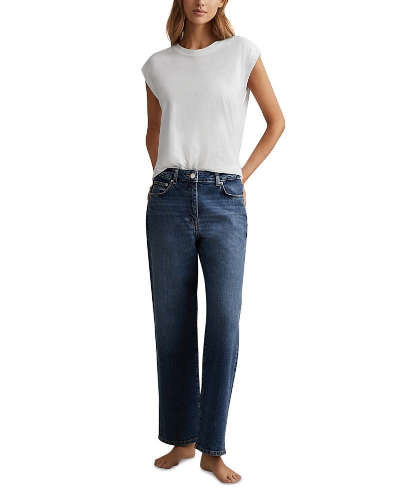 Reiss Womens Selin Mid-rise Straight-leg Denim Jeans Mid Blue