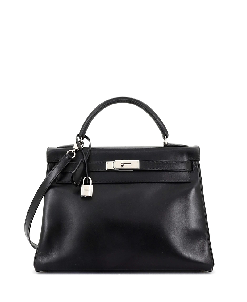 Pre-owned Pre-owned Hermes Hermes Kelly 32 Handbag Black Box Calf With Palladium Hardware