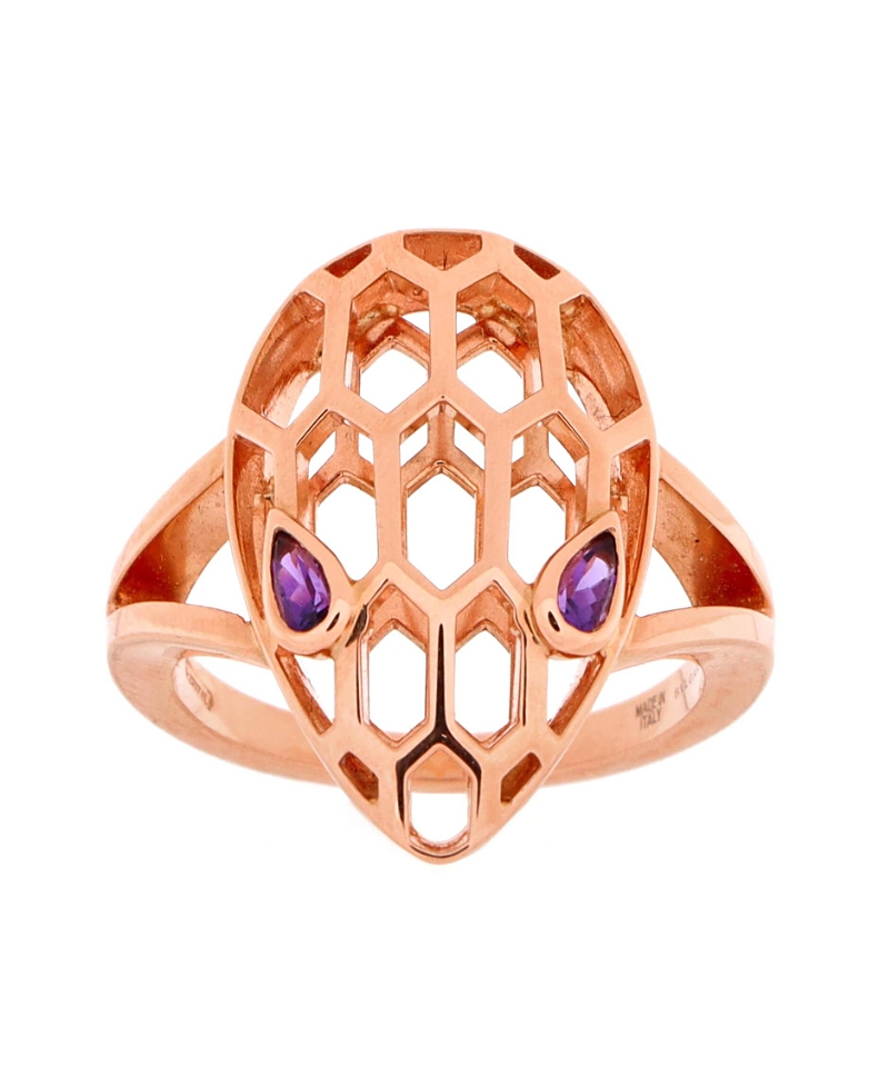 Pre-owned Pre-owned Bvlgari Bvlgari Serpenti Seduttori Ring 18k Rose Gold With Amethyst