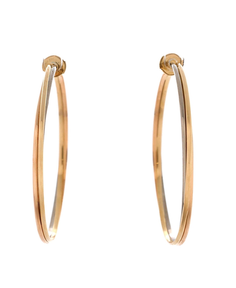 Pre-owned Pre-owned Cartier Cartier 56mm Trinity Hoop Earrings 18k Tricolor Gold