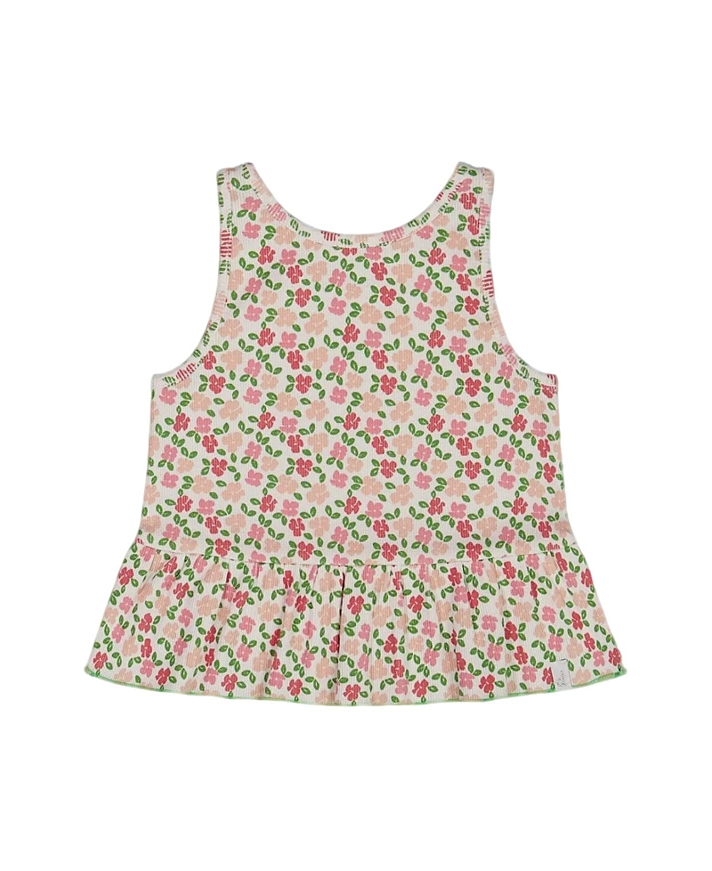 Deux Par Deux Girls' With Flounce Small Flowers Printed Tank Top - Little Kid