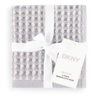 PURE Yarn Dyed Waffle Cotton 4-Piece Washcloth Set