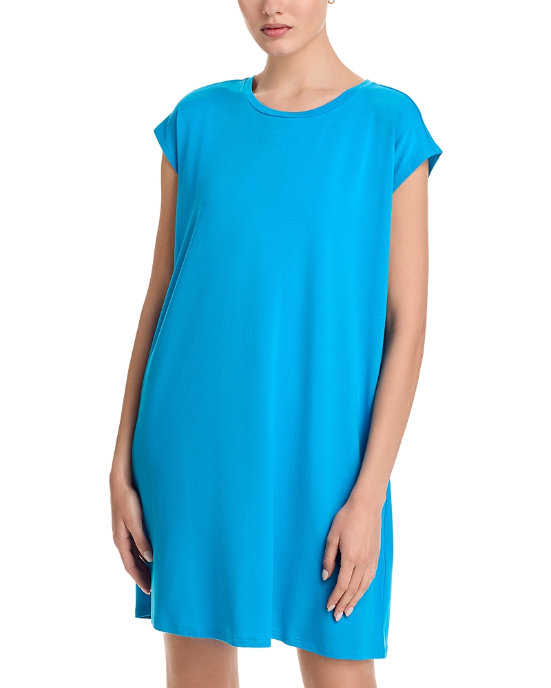 Eileen Fisher Crinkled Jersey Crewneck Elbow Sleeve Top