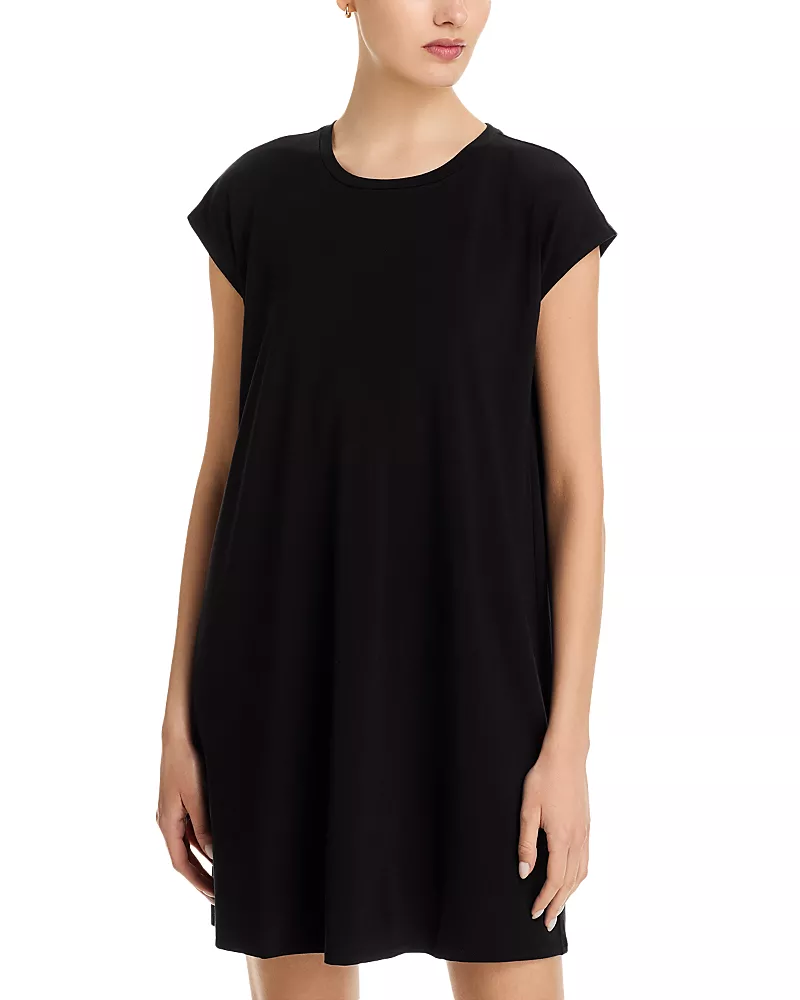Eileen Fisher Crinkled Jersey Crewneck Elbow Sleeve Top