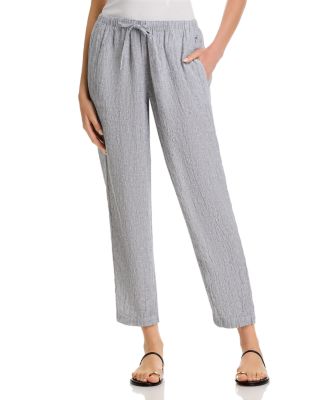 Eileen Fisher - Puckered Linen Tapered Ankle Pants