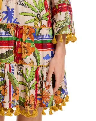 Printed Split V Neck Dress