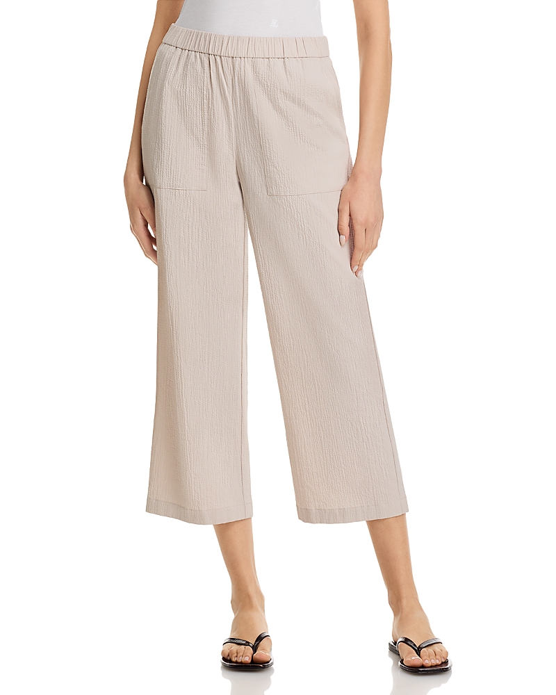 Eileen Fisher Stretch Jersey High Waisted Tapered Ankle Pants In Brown