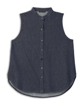 Mandarin Collar Sleeveless Shirt