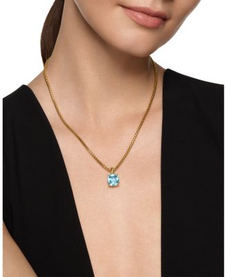 Marbella Pendant in 18K Yellow Gold with Sky Blue Topaz or Prasiolite, 12mm