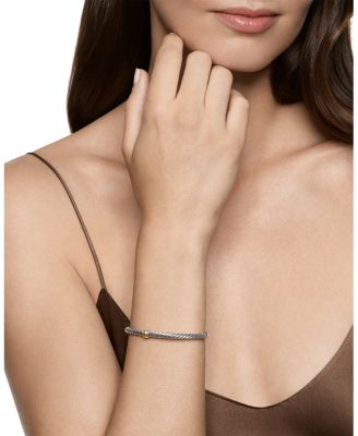 Cable Flex Station Bracelet in Sterling Silver with 14K Yellow Gold, 4mm