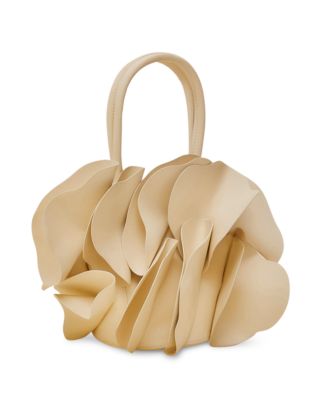 Ivory Leather Flower Bag