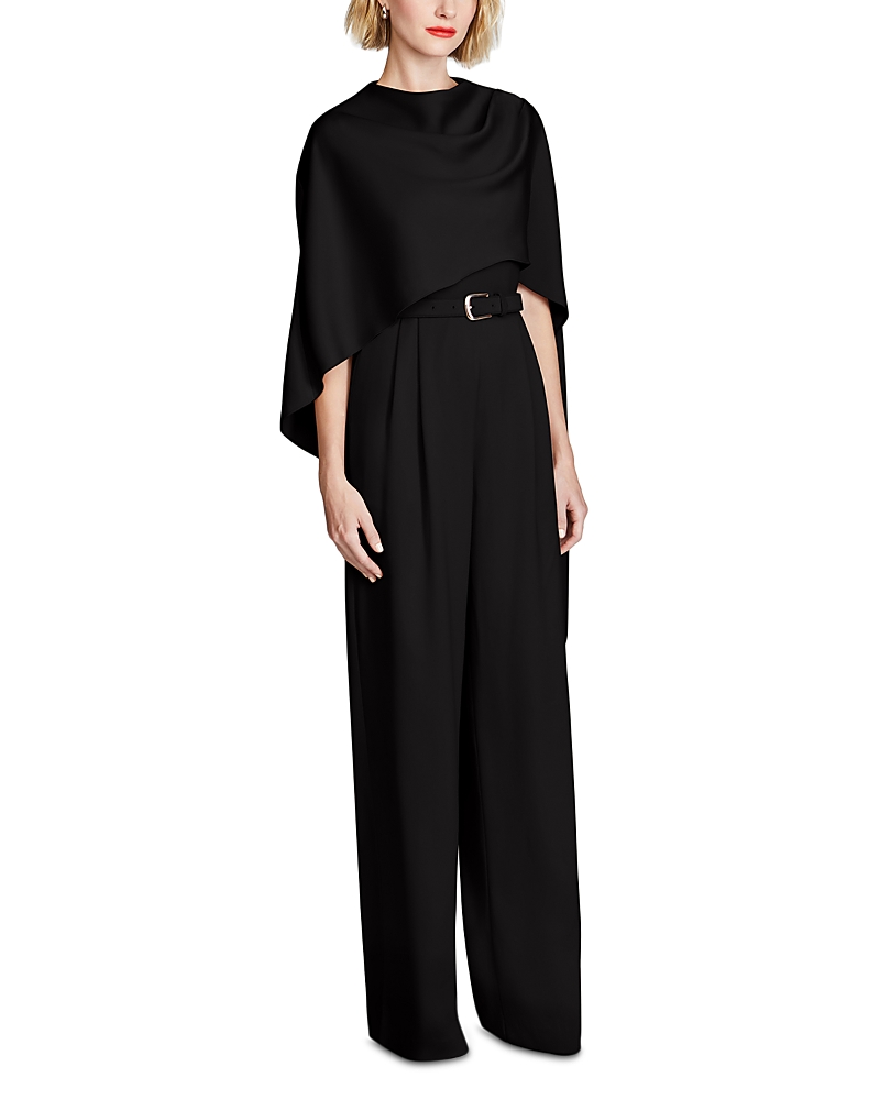 Halston Paulette Crepe Jumpsuit In Black