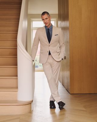 M Line Slim Fit Single Breasted Notch Lapel Suit in Herringbone Stripe