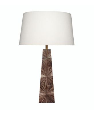 Palm Marquetry Table Lamp with Linen Shade