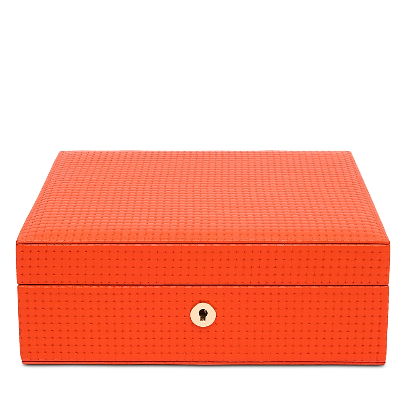 Rapport London Charlotte Leather Jewelry Box In Orange