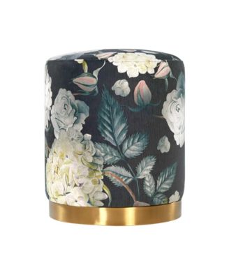  Opal Velvet Ottoman with Gold Base in Cream