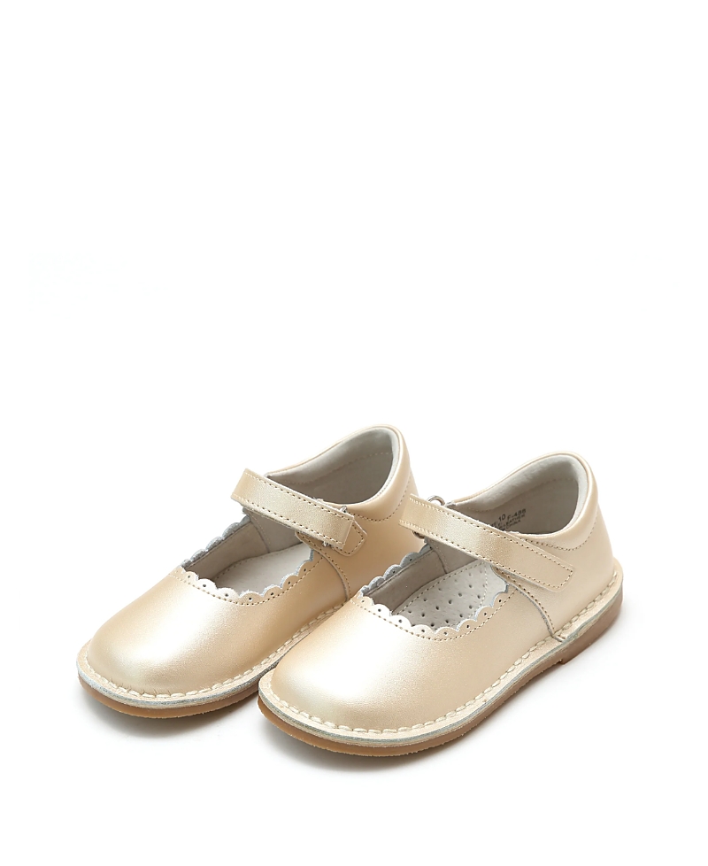 L'amour Shoes Girl's Caitlin Scalloped Mary Jane, Toddler/kids In Neutral