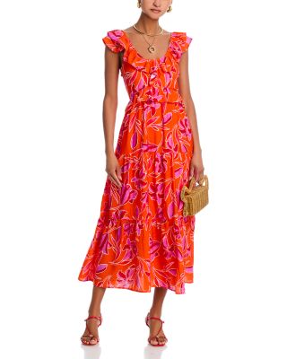 AQUA - Leaf Ruffle Dress - Exclusive