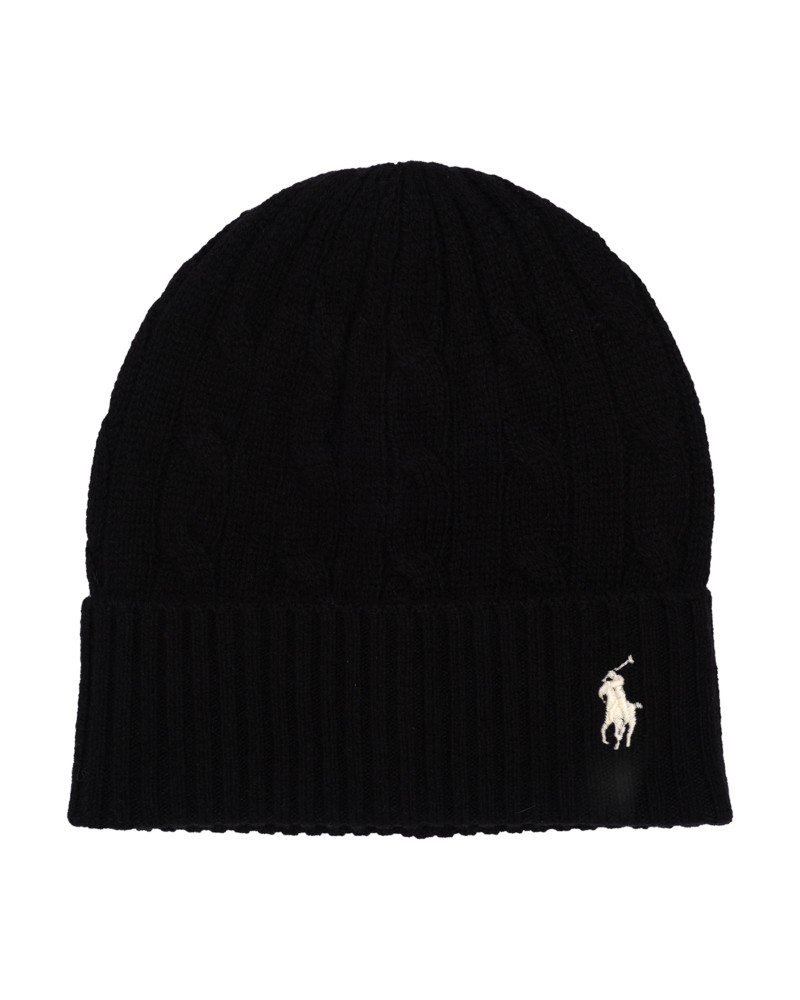 Polo Ralph Lauren Wool & Cashmere Cable Beanie in Black