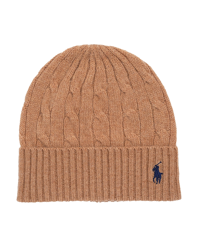 Polo Ralph Lauren Beige Wool Blend Beanie In Brown