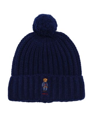Pom Pom Denim Bear Beanie