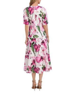 Short Sleeve V Neck Midi Dress