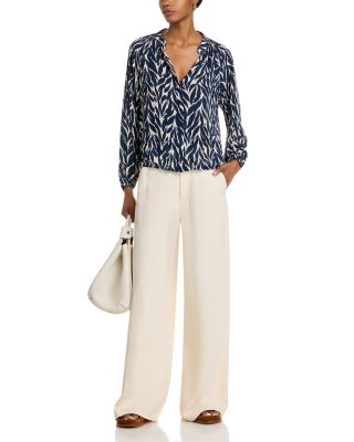 Long Sleeve Shirred Blouse