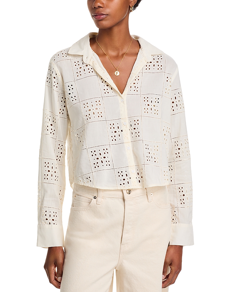 Bella Dahl Embroidered Eyelet Button-up Shirt In Multi