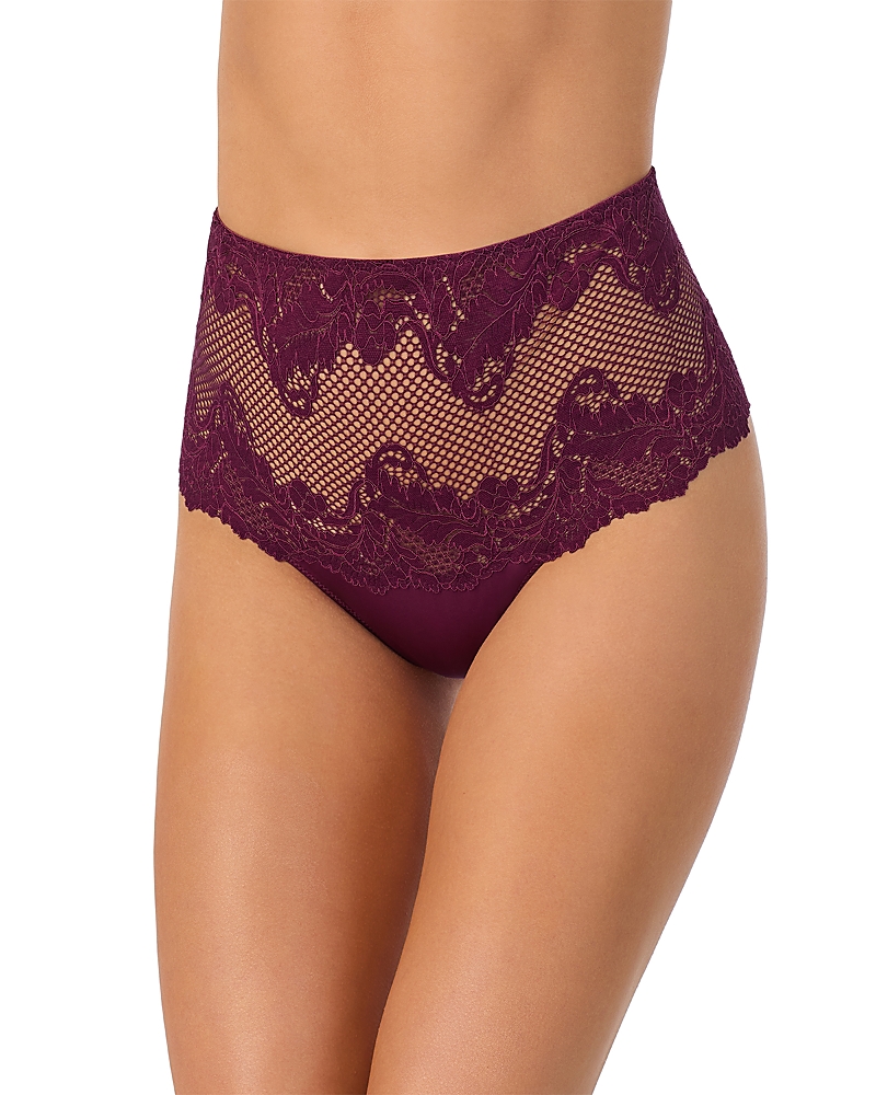 Le Mystere Lace Allure High Waist Thong In Purple