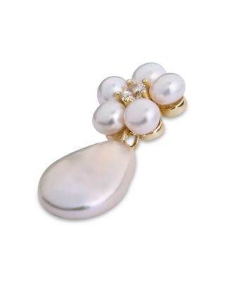 Cultured Freshwater Pearl Flower Drop Earrings 