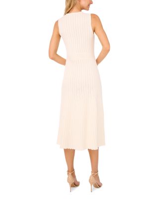 Sleeveless Round Neck Midi Dress with Pointelle and Rib