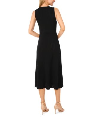 Sleeveless Round Neck Midi Dress with Pointelle and Rib