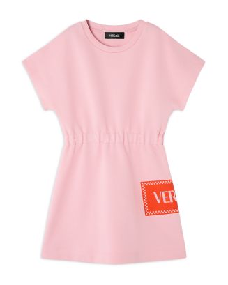 VERSACE/ 子供服 Embellished Versace Logo Kids Dress Pink | VERSACE US