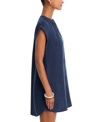 Linen Cap Sleeve Henley Mini Dress