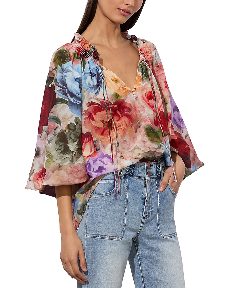 Alice And Olivia Norah Peasant Blouse In Multi