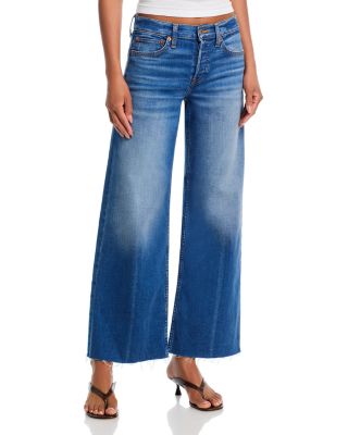 Mid Rise Wide Leg Ankle Jeans in Viper Blue