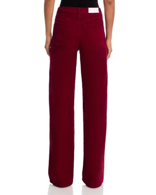 High Rise Wide Leg Jeans  in Beet Cord